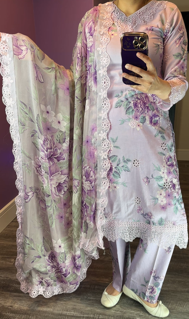 Iznik Inspired Lawn Purple 3-Piece Suit