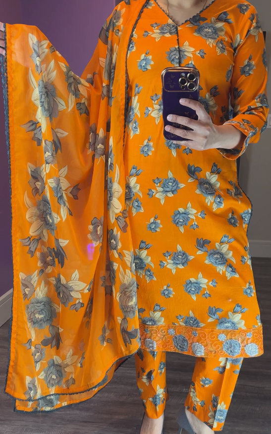 Limelight Inspired Lawn Orange 3-Piece Suit