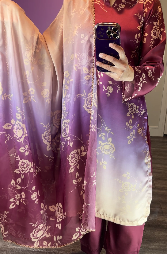 Tie & Dye Inspired Silk Burgundy 3-Piece Suit