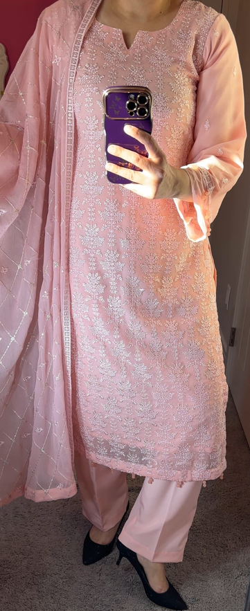 Baroque Inspired Chiffon Peach 3-Piece Suite