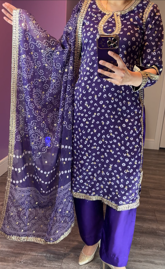 Baroque Inspired Chiffon Purple 3-Piece Suite
