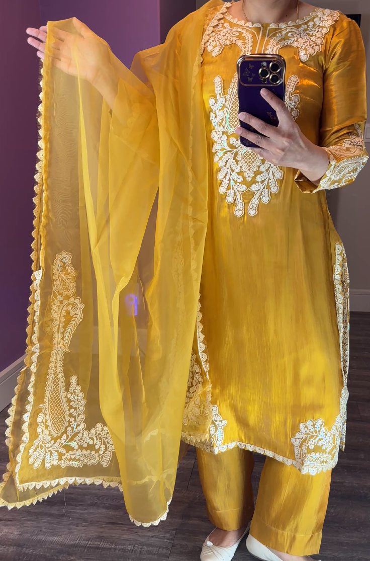 Kareena Inspired Silk Mustard 3-Piece Suite