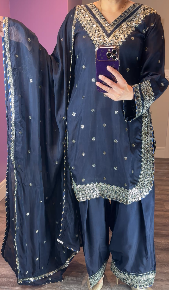 Zarqun Original Silk Navy 3-Piece Suit