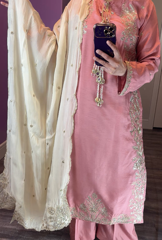 Zarqun Original Silk Pink 3-Piece Suit